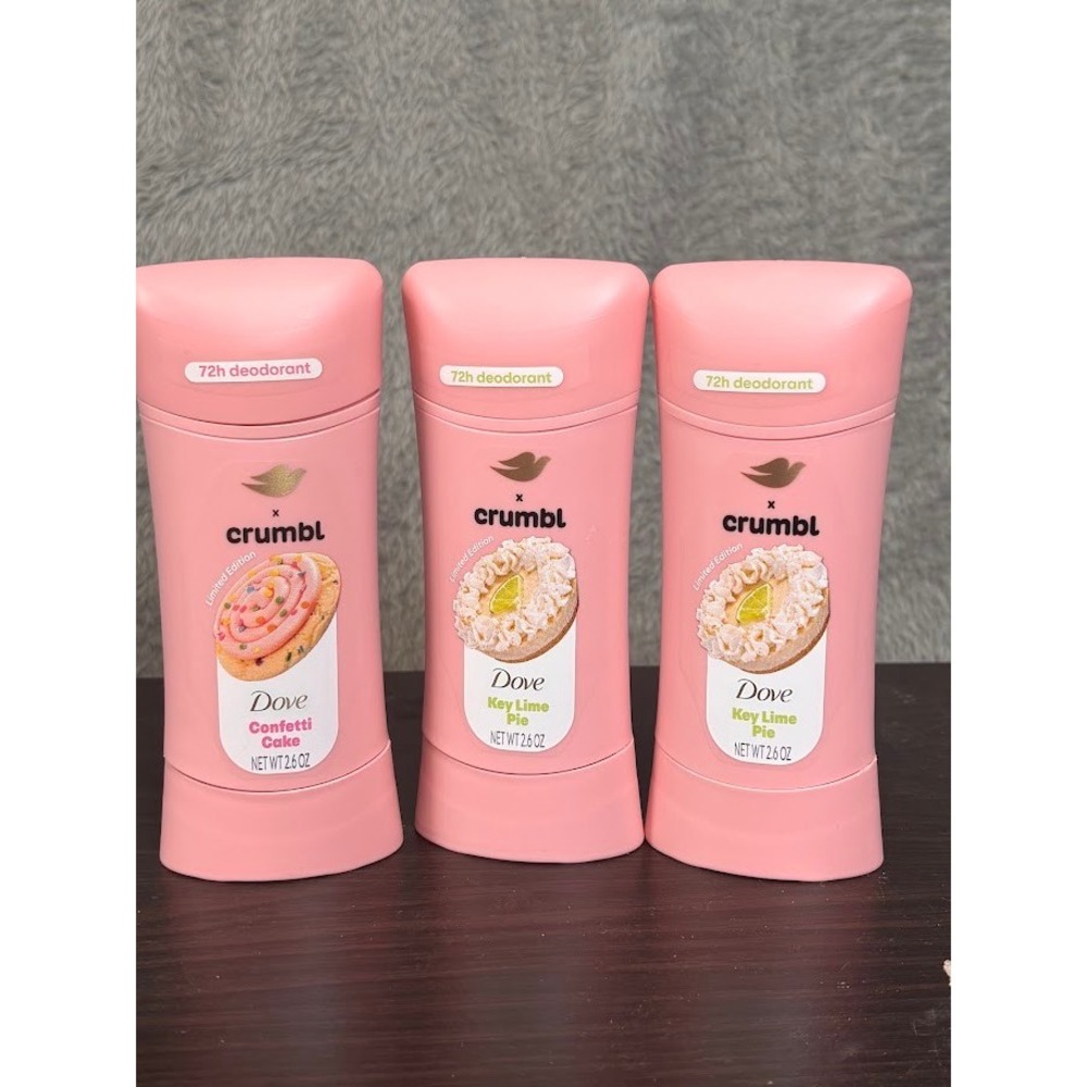 Dove x Crumbl Limited Edition Deodorant 3 Pk Confetti Cake & Key Lime Pie 2.6 oz